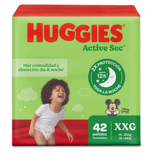 Pañales Huggies Active Sec Etapa 5/XXG Xtra-Flex, Más De 14kg - 42Uds