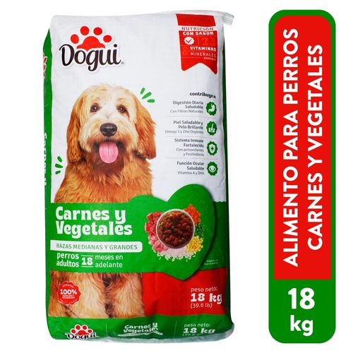 Alimento seco Dogui perro adulto sabor carne y vegetaes razas medianas y grandes 18 meses en adelante - 18 kg