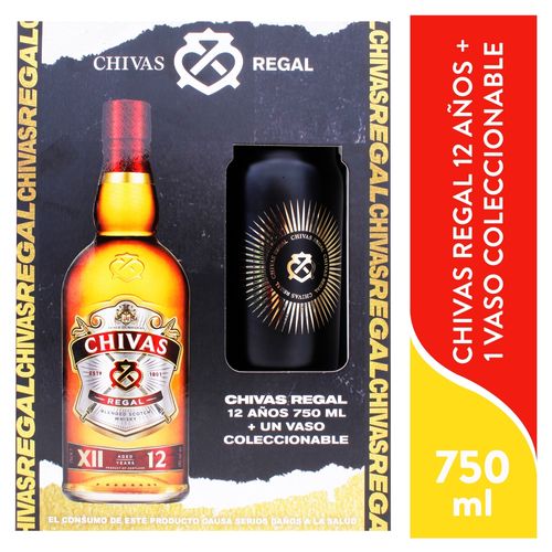 Whisky Chivas 12 Anos 750ml Vaso Metalic