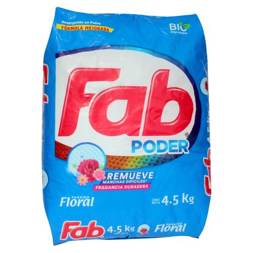 Detergente en polvo Fab floral paraíso - 4.5 kg