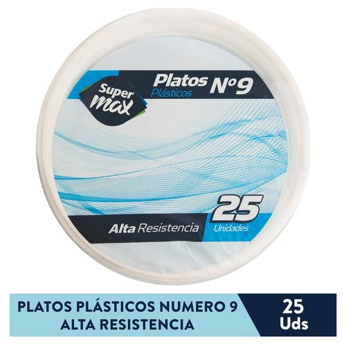 Plato Desechable Marca Supermax N9 Blanco - 25 Unidades