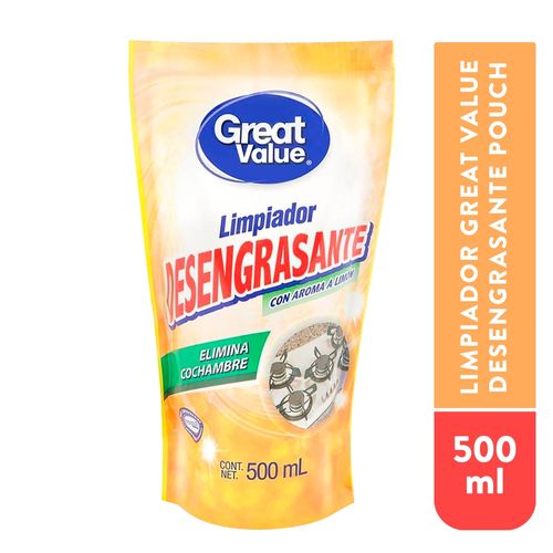 Limpiador Desengrasante Marca Great Value Pouch- 500 ml