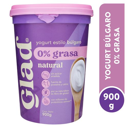 Yogurt Glad Solido Natural 0 Grasa - 900gr