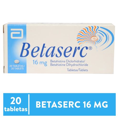 Tabletas Abbott Lab Betaserc 16 mg - 20 tabletas