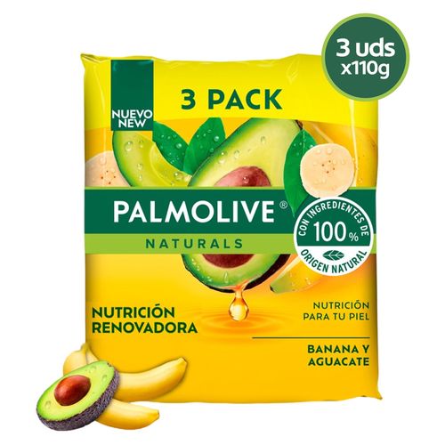 Jabón Corporal Palmolive Naturals Nutrición Renovadora Banana Y Aguacate 3 Pack - 300g