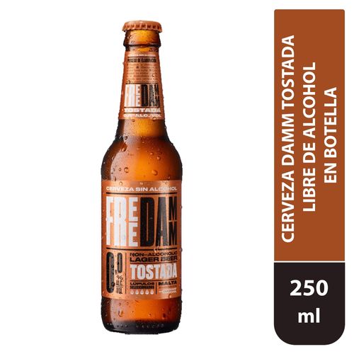 Cerveza Damm Tostada Libre de Alcohol en Botella - 250 ml