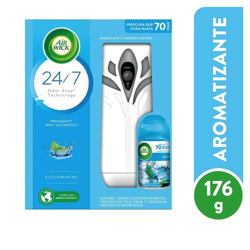 Aromatizante Ambiental Air Wick Freshmatic Acquamarina Aparato + Repuesto - 250ml