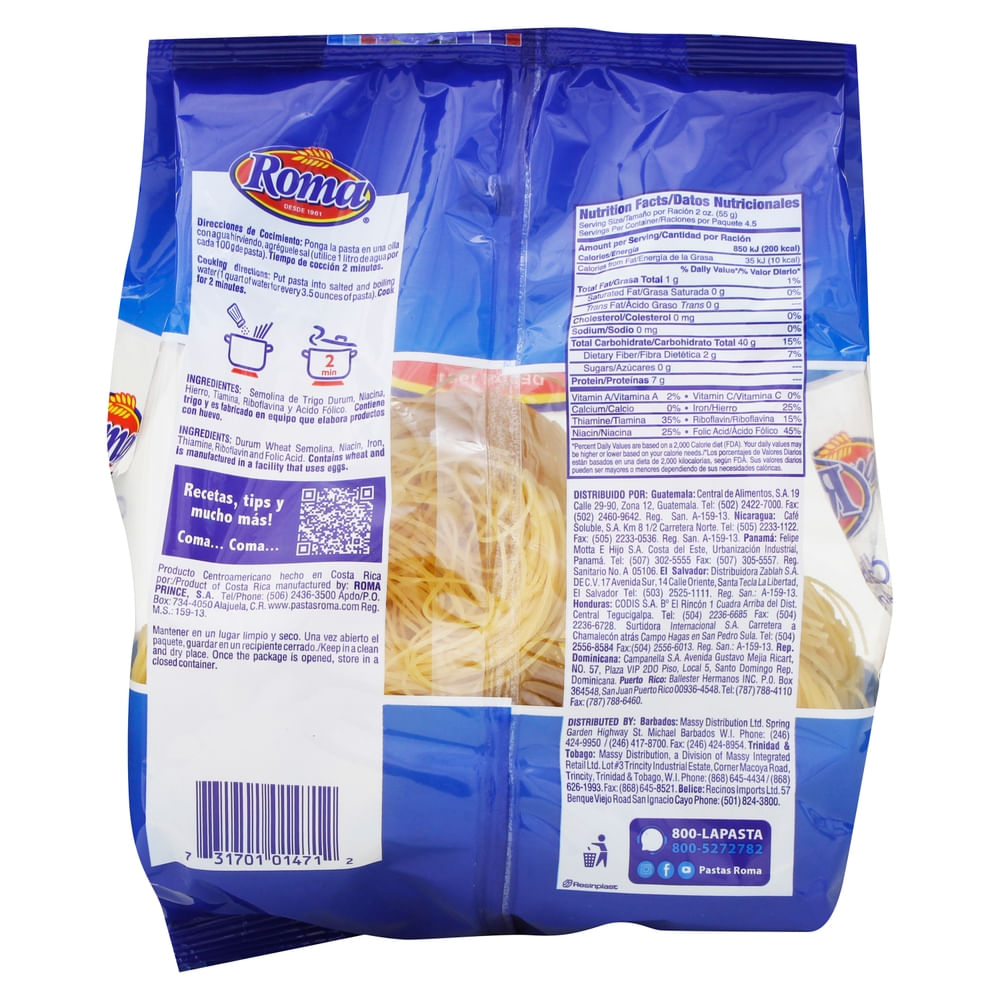 Comprar Pasta Roma Cabello Fino - 250g | Walmart Guatemala - Paiz ...