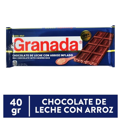 Chocolate Granada Tableta Arroz - 40gr