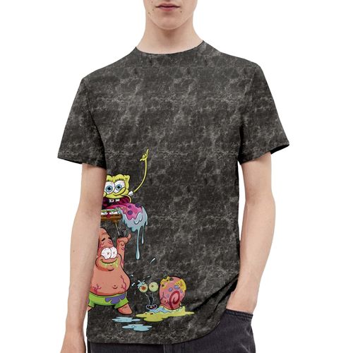 Playera Manga Corta Nickelodeon Bob Esponja color Oxford Acid Wash -Talla XL