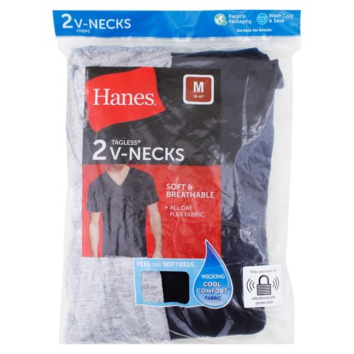 P2 Cms Hanes Cab Cuello V Neg Gri M