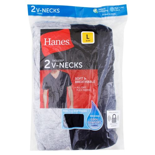 P2 Cms Hanes Cab Cuello V Neg Gri L