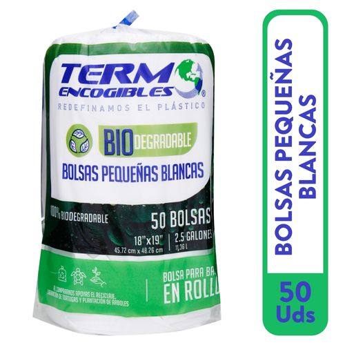 Bolsa Basura Termo Bio - Rollo Pequeña (18X19) Blanca- 50U