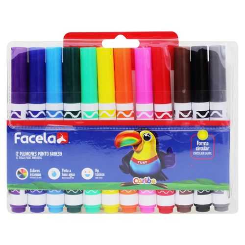 Marcadores Facela caribe mágicos punta gruesa - 12 Uds