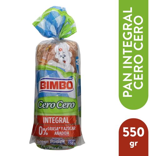 Pan Integral Cero Cero 550g Bolsa Bim