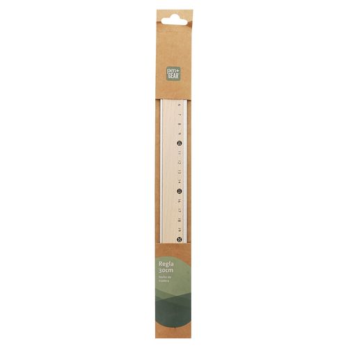 Regla Pen + Gear de madera reciclada - 30 cm