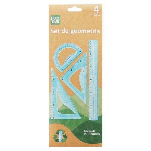 Set geometría Pen + Gear plástico reciclado - 4 Pzas