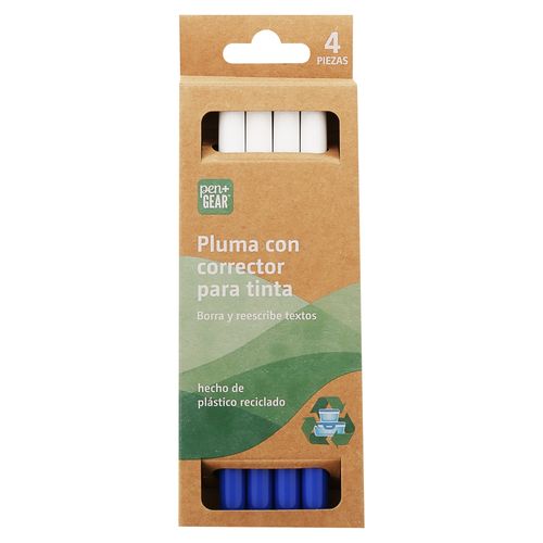 Bolígrafos Pen + Gear borrables de materiales reciclados azul - 4 Pzas