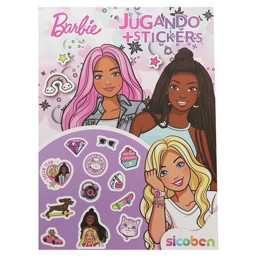 Libro infantil Sicoben para colorear con stickers barbie