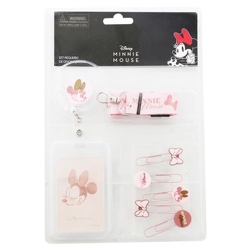 Set Pen + Gear portacredencial minnie mouse - 6 Pzas