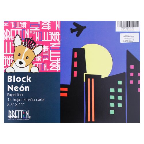 Block Papel Neon Bretton Carta 14 Hojas