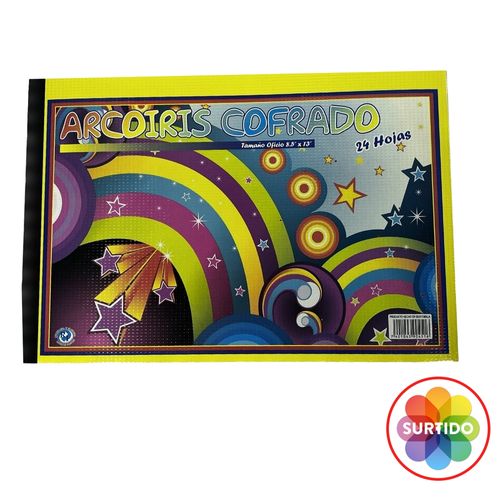 Block hojas de colores Rayado Illescas arco iris cofrado brillante - 24 Uds