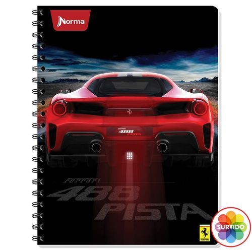 Cuaderno Norma espiral diseño ferrari - 100 hojas