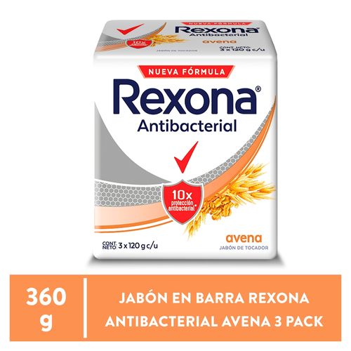 Jabón en barra Rexona antibacterial de avena 3 pack - 360 g