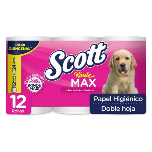 Papel Higiénico Scott  Rindemax Doble Hoja XG - 12 Rollos