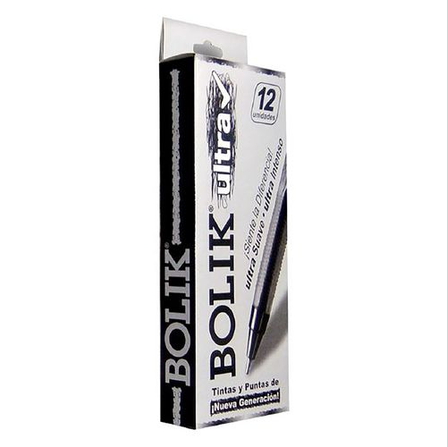 Bolígrafo Bolik ultra negro caja - 12 Pzas