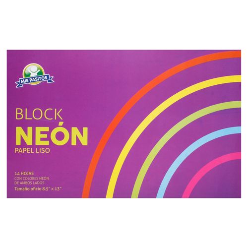 Block de hojas Mis Pasitos de papel neón tamaño oficio - 14 hojas