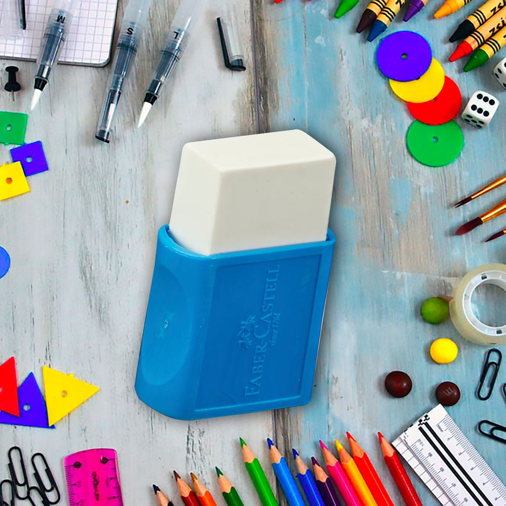 Goma De Borrar Faber-Castell KOSMO - Plástico Blanco, 1 Unidad - Sin PVC, Para Lápiz Y Dibujo