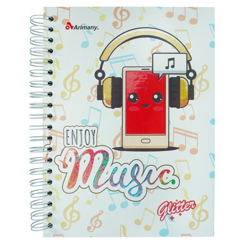 Cuaderno Arimany glitter pasta dura rayado - 100 hojas