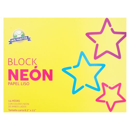 Block Mis Pasitos papel colores neón tamaño carta - 14 Pzas