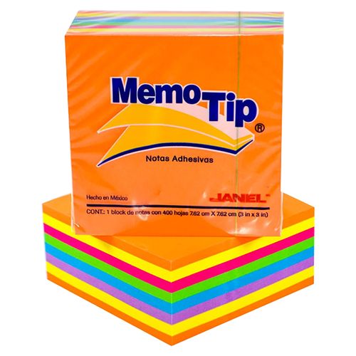 Notas adhesivas Memo Tip neon 7.62 x 7.62 cm - 400 hojas