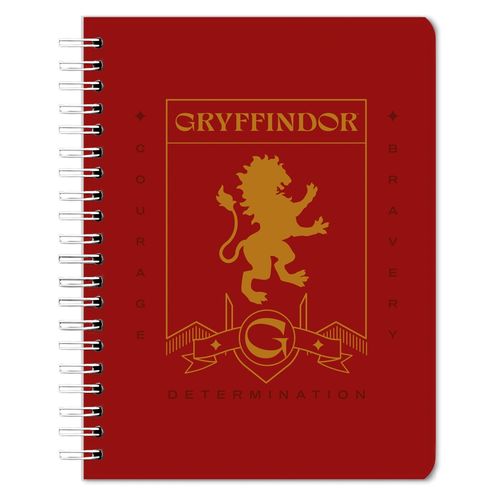 Cuaderno Harry Potter gryffindoor espiral 3 materias - 120 hojas