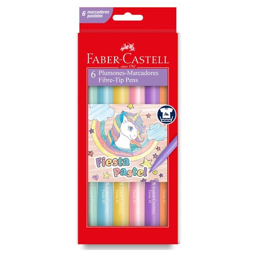 Marcadores Faber Castell fino colores pastel - 6 Uds