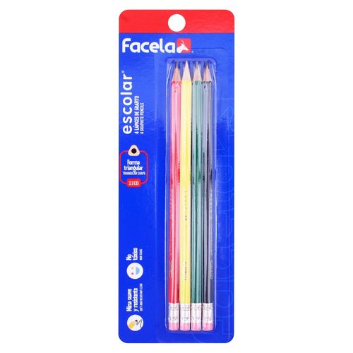 Lápiz Facela de grafito triangular - 4 Uds