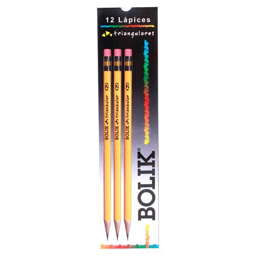 Lápiz de grafito Bolik diseño triangular caja - 12 Uds