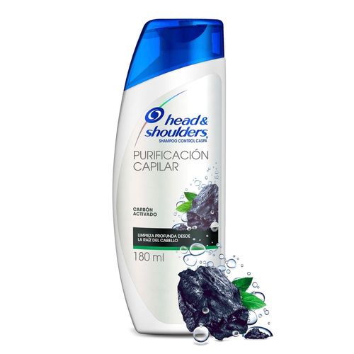 Shampoo para cabello graso Head & Shoulders Purificación Capilar Carbón Activado Shampoo Control Caspa - 180 ml