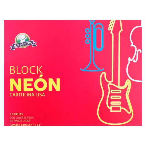 Block de cartulina Mis Pasitos neón tamaño carta - 14 hojas