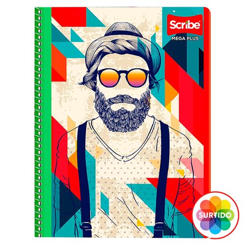 Cuaderno Scribe mega plus espiral rayado  - 100 hojas