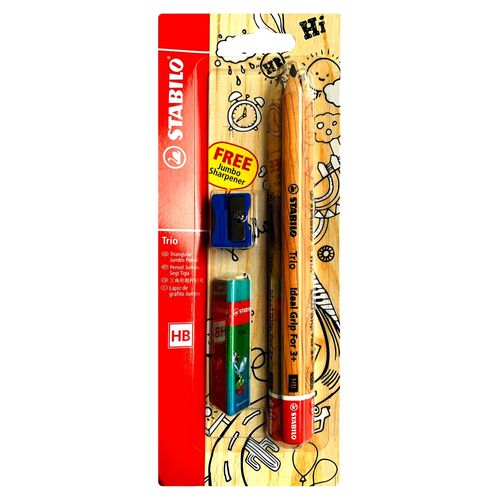 Lápices Stabilo más borrador y sacapuntas - 5 Pzas