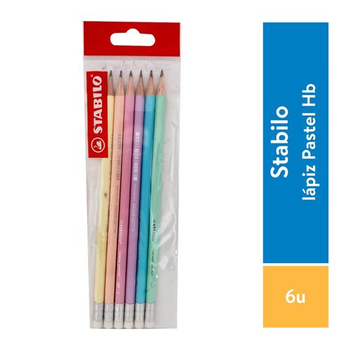 Lápiz Stabilo de grafito colores pastel - 6 Uds