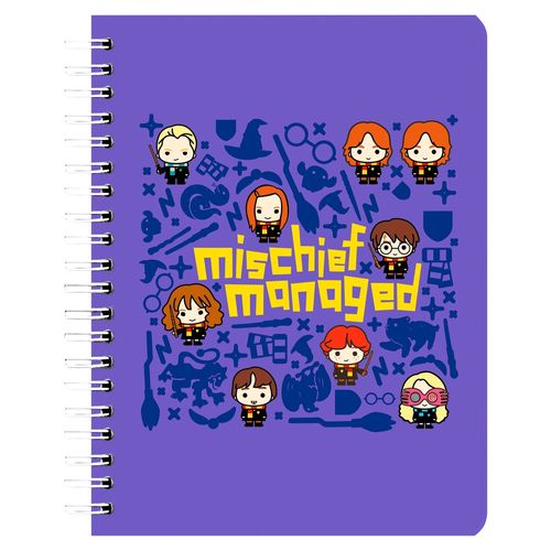 Cuaderno Nottas espiral diseño harry potter colorido - 100 hoja