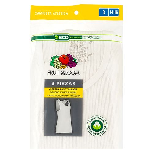 Camiseta Fruit Of The Loom Para Niño Color Blanca L