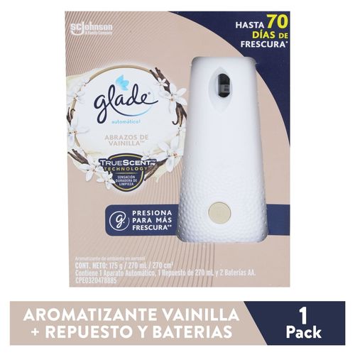 Aromatizante Glade Automático en Aerosol Abrazos de Vainilla 175 g Aparato y Repuesto