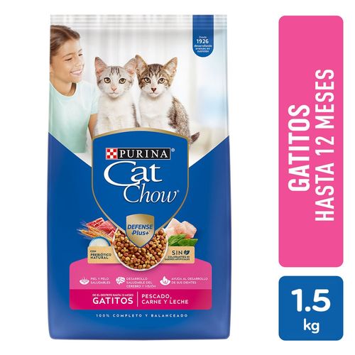 Alimento Gatito Purina Cat Chow Pescado, Carne y Leche -1.5kg