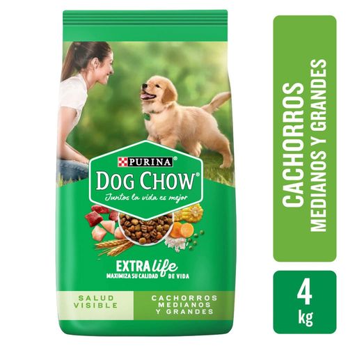 Alimento seco Purina dog chow para perro cachorros raza medianos y grandes sabor pollo y carne - 4 kg