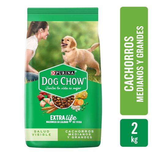 Alimento seco Purina dog chow para perro cachorros raza medianos y grandes sabor pollo y carne - 2 kg